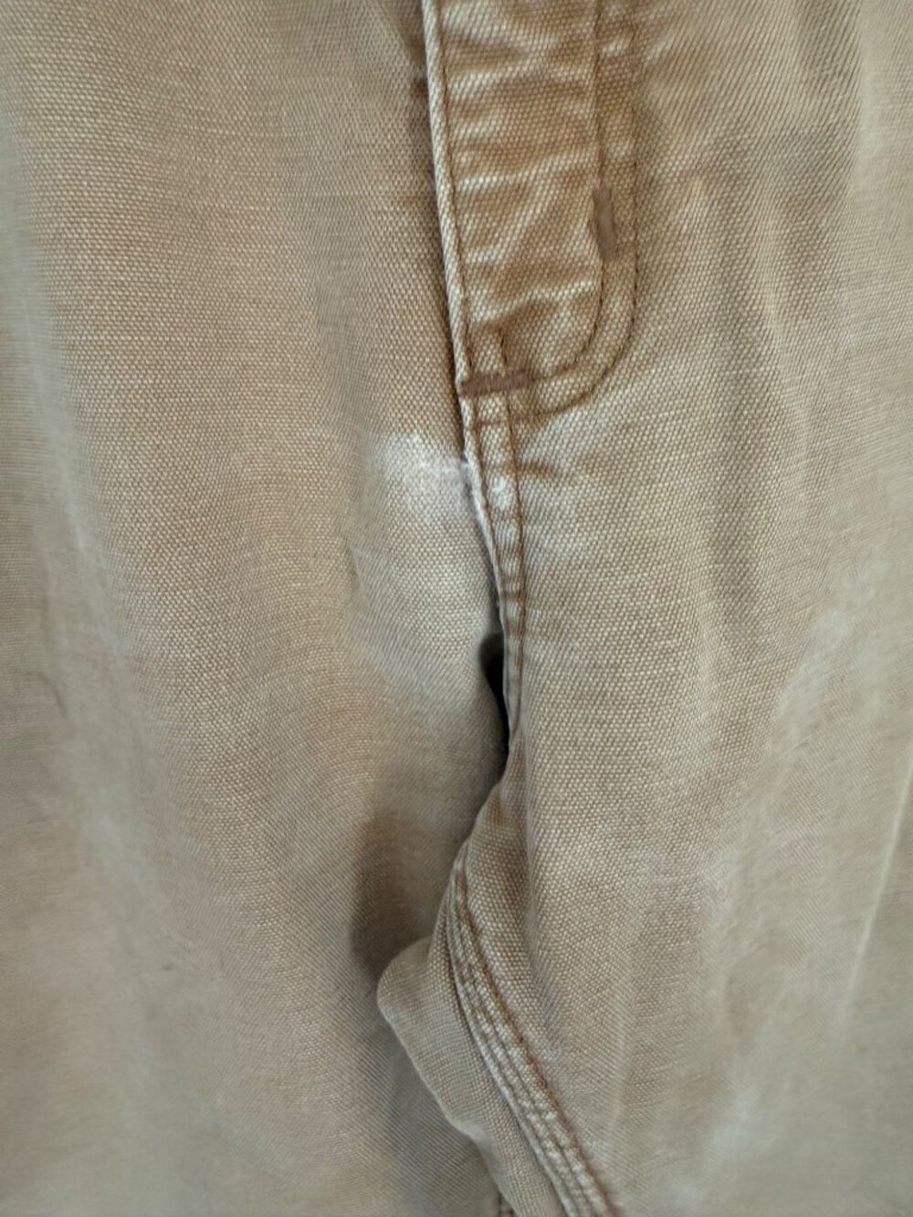 Carhartt B111 BRN Dungaree Tan Canvas Flannel Lined Workwear Pants 34 X 32 - Picture 5 of 10